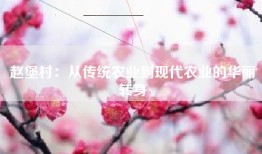 赵堡村：从传统农业到现代农业的华丽转身