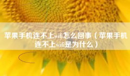 苹果手机连不上wifi怎么回事（苹果手机连不上wifi是为什么）